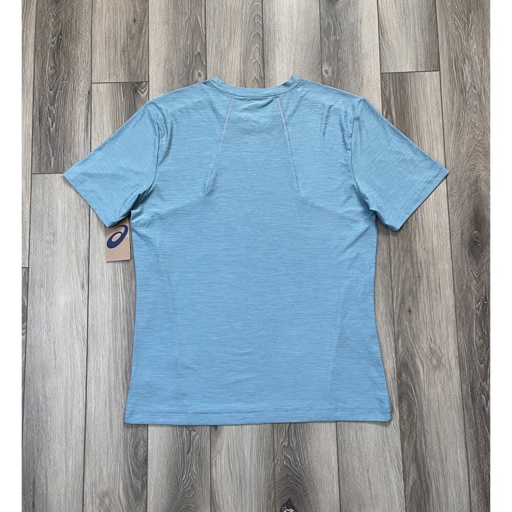 Asics Blue Knit Space Dye Short Sleeve Athletic Tee Mens Sz M NWT Performance - Picture 4 of 10